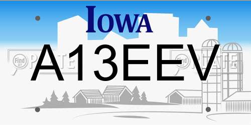 A13EEV Iowa License Plate