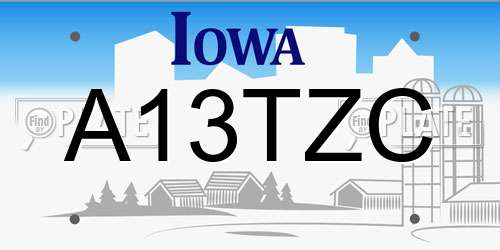 A13TZC Iowa License Plate