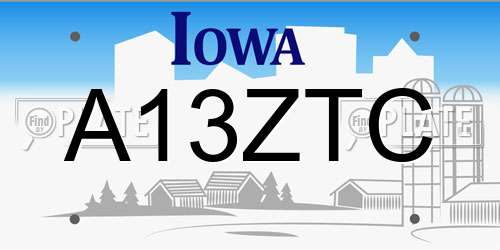A13ZTC Iowa License Plate