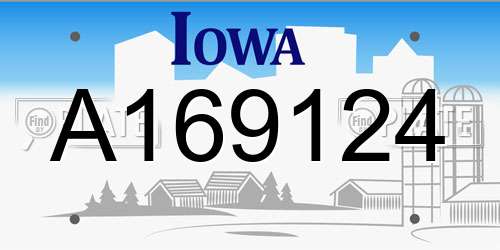 A169124 Iowa License Plate