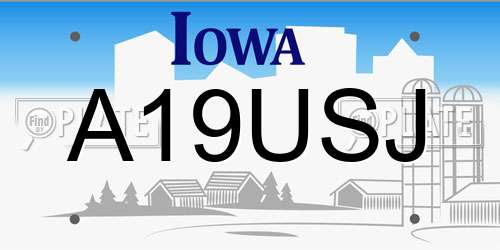 A19USJ Iowa License Plate