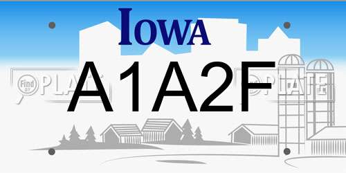 A1A2F Iowa License Plate
