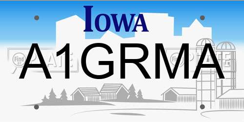 A1GRMA Iowa License Plate