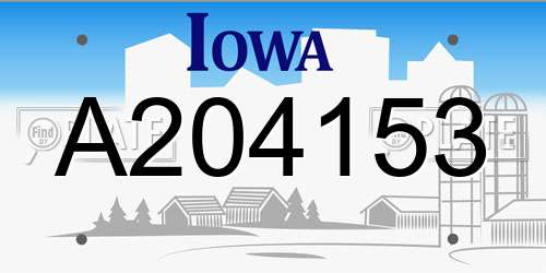 A204153 Iowa License Plate