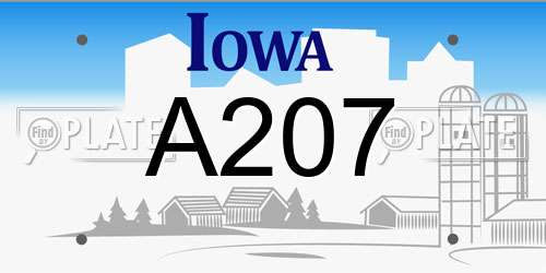 A207 Iowa License Plate