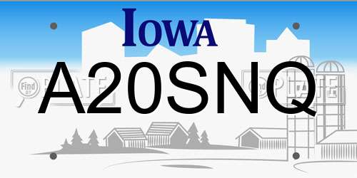 A20SNQ Iowa License Plate