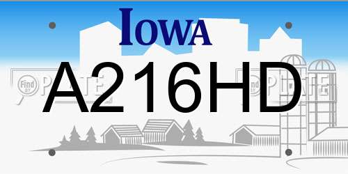 A216HD Iowa License Plate