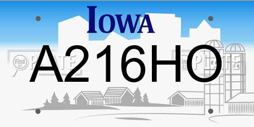 A216HO Iowa License Plate