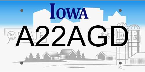 A22AGD Iowa License Plate