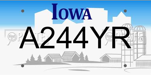 A244YR Iowa License Plate