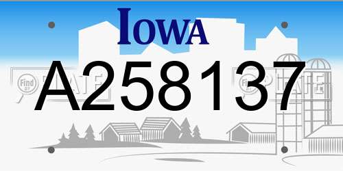 A258137 Iowa License Plate