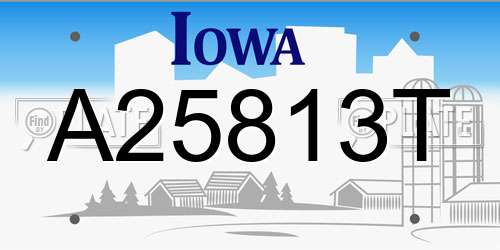 A25813T Iowa License Plate