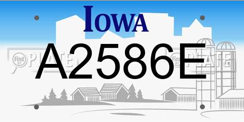 A2586E Iowa License Plate