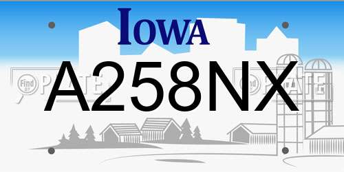 A258NX Iowa License Plate