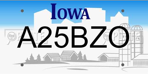 A25BZO Iowa License Plate
