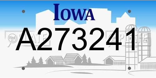 A273241 Iowa License Plate