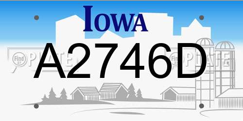 A2746D Iowa License Plate