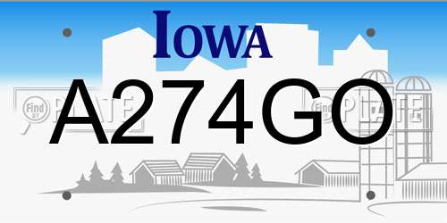 A274GO Iowa License Plate