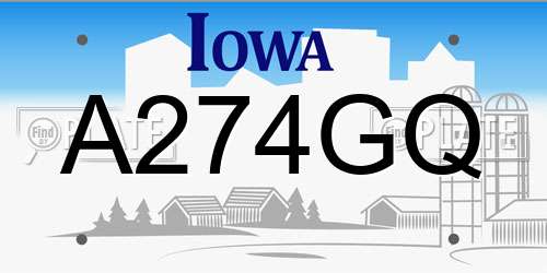 A274GQ Iowa License Plate