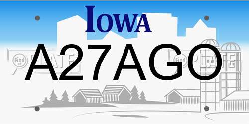 A27AGO Iowa License Plate