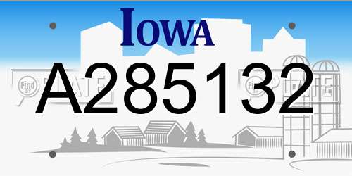 A285132 Iowa License Plate