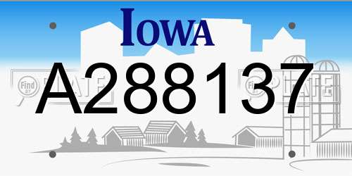 A288137 Iowa License Plate