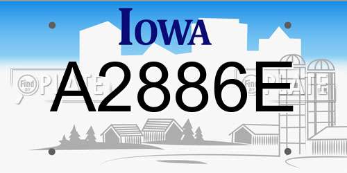 A2886E Iowa License Plate