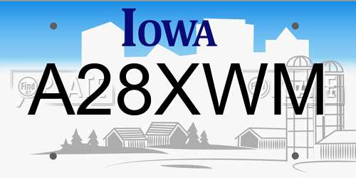 A28XWM Iowa License Plate