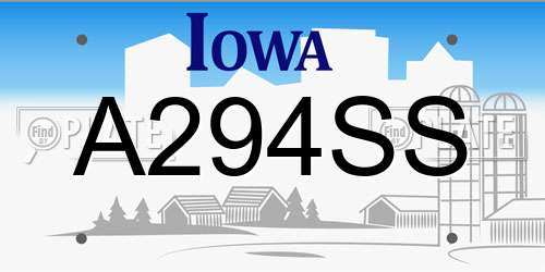 A294SS Iowa License Plate