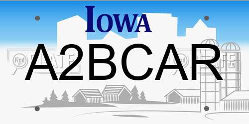 A2BCAR Iowa License Plate