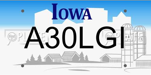 A30LGI Iowa License Plate