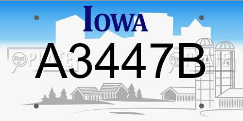 A3447B Iowa License Plate