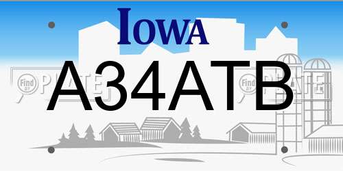 A34ATB Iowa License Plate