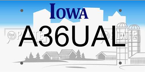 A36UAL Iowa License Plate