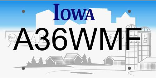 A36WMF Iowa License Plate