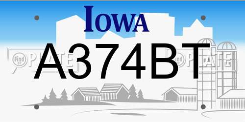 A374BT Iowa License Plate