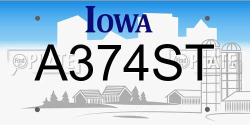 A374ST Iowa License Plate