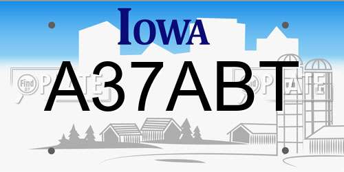 A37ABT Iowa License Plate