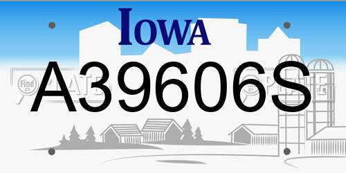 A39606S Iowa License Plate