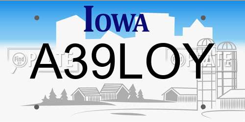 A39LOY Iowa License Plate
