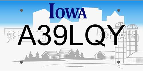 A39LQY Iowa License Plate