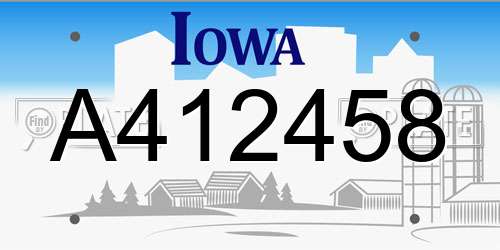 A412458 Iowa License Plate