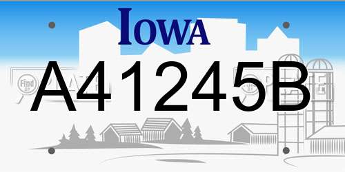 A41245B Iowa License Plate