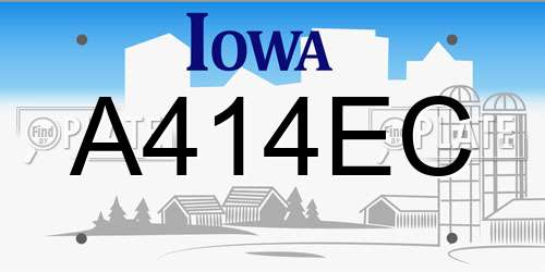 A414EC Iowa License Plate