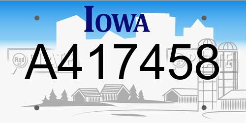 A417458 Iowa License Plate