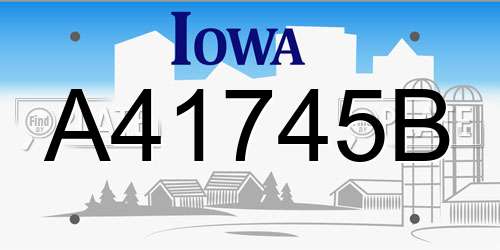 A41745B Iowa License Plate