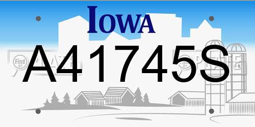 A41745S Iowa License Plate