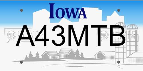 A43MTB Iowa License Plate