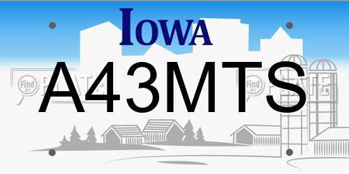 A43MTS Iowa License Plate