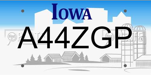 A44ZGP Iowa License Plate